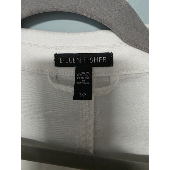 Eileen Fisher White Womens Jacket S Button up Jean Style Minimalist Fall Layer - Picture 2 of 9